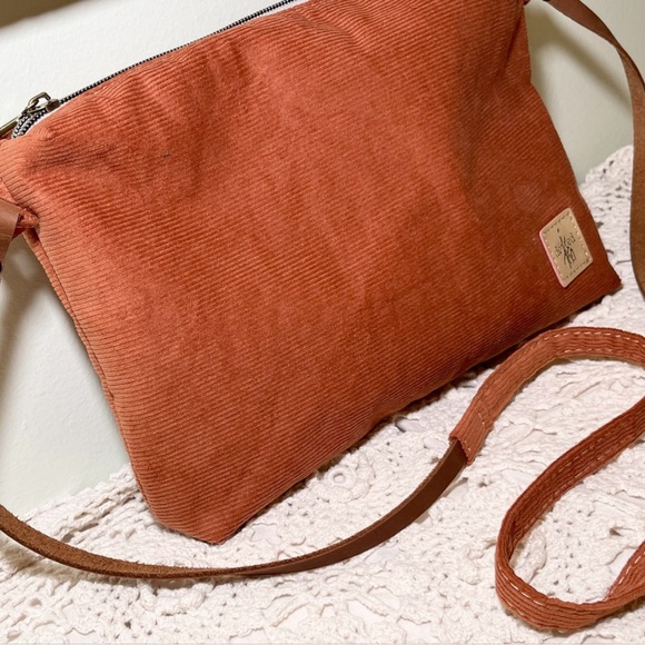 Slouchy Rust Corduroy Hobo Handbag - Picture 2 of 9